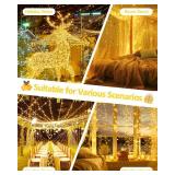 2 Pack Christmas String Lights Battery Operated with Timer, 66FT 200 LED Waterproof Twinkle Lights, 8 Modes Fairy Light for Indoor and Outdoor Bedroom Garland Tree Christmas Decorations (Warm White)