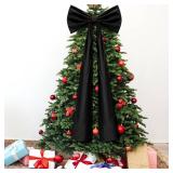 Knitgrip 20 x 71 Inches Christmas Extra Large Velvet Bows Christmas Tree Topper Decor Giant Xmas Tree Toppers Bows for Home Wreath Wall Backdrop Birthday Wedding Party Decorations(Black)