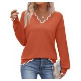 Zeagoo Women Sweater Dressy Casual Business Tops Lightweight V Neck Long Sleeve Sweaters Blouses Fall Outfits 2025 Caramel S