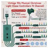 Enhon Vintage 90s Musical Christmas Lights Controller, Singing Christmas Tree Lights Controller with 25 Holiday Songs, 7 Function Mode, Adjustable Volume and Mute for Indoor Outdoor(4 Channel,Green)