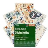 FEBU Swedish Dishcloths for Kitchen | 5 Pack Fresh Flowers Reusable Paper Towels Washable | Swedish Dish Towels | Non-Scratch Cellulose Sponge Cloths | No Odor, Biodegradable Cleaning Cloths