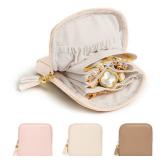 WOOMADA Velvet Travel Jewelry Organizer Case â Compact Jewelry Storage Bag With Zipper For Rings, Bracelets, Earrings â Perfect Travel Gift For Womenï¼Beigeï¼