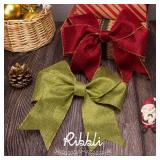 Ribbli Metallic Dark Red Linen Wired Ribbon,2-1/2 Inch x Continuous 10 Yard, Red Burlap Ribbon with Gold Edge,Christmas Ribbon for Wreaths,Big Bow,Gift Wrapping, Christmas Tree Decoration