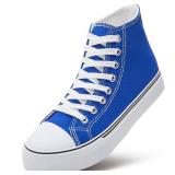 ZGR Womens High Top Canvas Sneakers,Lace up Canvas Shoes,Casual Tennis Walking Shoes(Blue.US8)