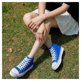 ZGR Womens High Top Canvas Sneakers,Lace up Canvas Shoes,Casual Tennis Walking Shoes(Blue.US8)