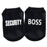 2Pack Dog Security Costume Cotton Dog Shirt for Small Dog Boy Pet Clothes Boss/Security Puppy Black Vest T-Shirts Cat Top Tee Breathable Stretchy