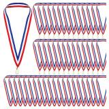 Outus Medal Ribbons Award Red White and Blue Neck Lanyards with Snap Clips for Competitions Sports Meeting Student Awards(66 Pieces)