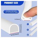Weather Stripping Door Seal Self Adhesive Weather Strip Silicone D Shaped Door Seal Strip for Door Frame/Window Seal, 20FT, White Color (9/16\" W Ã 15/32\" T)