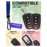 Lucrum Compatible with Honda Key Fob Cover & Leather Keychain - TPU Keyfob Case for Accord Civic CR-V HR-V Pilot Ridgeline SE LX, For 4 Button Remote (2014-2022) - Blue and Black