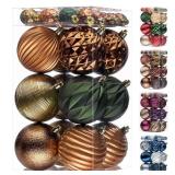 JORNOY Earth Tone Christmas Tree Ornaments - 3.12inch/80mm Shatterproof Ornaments for Christmas Tree Set Plastic Decorative Hanging Balls Ornaments for Xmas Tree Decorations, 32ct (Earth Tone)