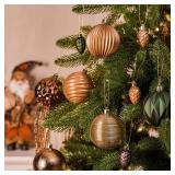 JORNOY Earth Tone Christmas Tree Ornaments - 3.12inch/80mm Shatterproof Ornaments for Christmas Tree Set Plastic Decorative Hanging Balls Ornaments for Xmas Tree Decorations, 32ct (Earth Tone)
