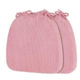 PRONOUS 2 Pack Pink Chair Cushions with Ties Removable Covers, D-Shape Dining Kitchen Chair Seat Pads Non Slip 17\"x16\"