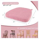 PRONOUS 2 Pack Pink Chair Cushions with Ties Removable Covers, D-Shape Dining Kitchen Chair Seat Pads Non Slip 17\"x16\"