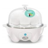 Elite Gourmet EGC-007## Rapid Egg Cooker, 7 Easy-To-Peel, Hard, Medium, Soft Boiled Eggs, Poacher, Omelet Maker, Auto Shut-Off, Alarm, 16-Recipe Booklet, White
