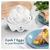 Elite Gourmet EGC-007## Rapid Egg Cooker, 7 Easy-To-Peel, Hard, Medium, Soft Boiled Eggs, Poacher, Omelet Maker, Auto Shut-Off, Alarm, 16-Recipe Booklet, White