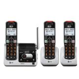 AT&T BL102-3 DECT 6.0 3-Handset Cordless Phone for Home with Answering Machine, Call Blocking, Caller ID Announcer, Audio Assist, Intercom, and Unsurpassed Range, Silver/Black