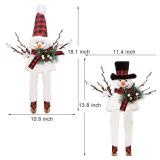 Lulu Home Set of 2 Christmas Snowman Ornaments for Table Mantel Desk Fireplace Home Holiday Decor (Red and Black)