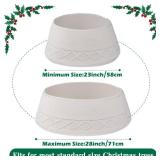 Teeanzo Christmas Tree Collar Skirt,Knitted Cream White Diamond Edge Cable Stand Farmhouse Rustic Tree Ring for Artificial Christmas Tree Base Cover Holiday Home Party Decoration