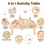 Activity Table for 1 Year Old, Montessori Toys for 1 2 Year Old Girls Boy Gifts, 8 in 1 Wooden Sensory Play Table for Toddler 1-3, Learning Toys for Baby 12-18 Months 1st Christmas Birthday Gifts