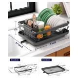 Kitsure Dish Drying Rack for Kitchen Counter, Stainless Steel Sink Organization and Storage Essentials with Cutlery Holder, Home and Appartment Decor, 12.2