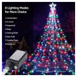 BlcTec Outdoor Christmas Lights 344 LED Christmas Star Lights with 9 Strands 11.9ft Waterfall Tree Lights, 8 Modes, Waterproof & Timer for Garden Yard Patio Outdoor Xmas Decorationsï¼Red Green Whi