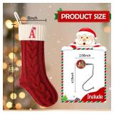 Christmas Stockings Personalized Custom Initials 18 Inches Knitted Christmas Stockings with Letter Fireplace Hanging Monogram Xmas Stockings for Kids,Family Holiday Party Decorationï¼Red and White