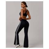AGYMNX 2 Piece Workout Sets for Women Crossover High Waisted Flare Leggings Gym Yoga Outfit Stretchy Sports Bra Set