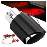 Unifizz Red LED Carbon Fiber Universal Car Truck 2.5\" Exhaust Muffler Tip Light Flame Racing Style for 1.5\"-2.4\" Adjustable Inlet Tailpipe
