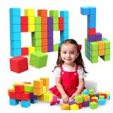 Magnetic Building Blocks, 1.65 inch Large Magnetic Stacking Cubes for Toddlers, Sensory & Montessori Toys for Boys & Girls 1 2 3 Years Old (24 PCS)