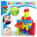 Magnetic Building Blocks, 1.65 inch Large Magnetic Stacking Cubes for Toddlers, Sensory & Montessori Toys for Boys & Girls 1 2 3 Years Old (24 PCS)