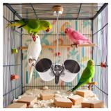 Silver Parrot Feeding Cups Hanging Pet Animal Stainless Steel Birdcage Bowls Bird Bowls for Cage Parakeet Cage Accessories Suitable Small Medium Bird Pet Supplies