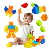 Pairez Toys Magnetic Stacking Blocks for Kids, 1.65 Inch Large Magnetic Cubes & 8 Shapes, 20 PCS Magnet Toys, Montessori & Sensory Building Toys for Boys & Girls Ages 3+
