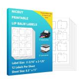 Printable Waterproof Lip Balm Labels for Tubes, 2-3/16\" x 2-1/8\" Glossy White Stickers for Lip Stain Bottles, 20 Sheets 240 Total Permanent Adhesive Labels for Laser or Inkjet Printers