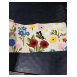 Kokaaee Embroidered Throw Pillow Cover 18x18 Inch - Summer Boho Decorative Pillow Cover with Zipper for Living Room Couch Sofa Bed Aesthetic Design Retro Flower Linen Cushion Pillowcase