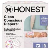 The Honest Company Comfort Dry Disposable Diapers for Sensitive Skin, Hypoallergenic, Rose Blossom + Tutu Cute, Club Box Size Newborn 72 Count