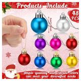 Sumind 48 Pieces Christmas Ball Ornaments Mini Matte Multicolor Hanging Ornament Xmas Ball Tree Miniature Decorations for Christmas Tree Party Decor(1.2 Inch,Multicolored)