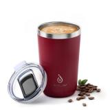 Ideus 20 oz Tumbler, Travel Coffee Mug with Splash Proof Sliding Lid, Double Wall Stainless Steel Vacuum Insulated Coffee Mug for Home and Office, Keep Beverages Hot or Cold, Blood Red