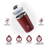 Ideus 20 oz Tumbler, Travel Coffee Mug with Splash Proof Sliding Lid, Double Wall Stainless Steel Vacuum Insulated Coffee Mug for Home and Office, Keep Beverages Hot or Cold, Blood Red