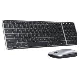 seenda Bluetooth Keyboard and Mouse Combo for Mac, SKM64-2 Rechargeable Slim Wireless Keyboard Mouse Compact, 3 Multi-Device Connection, Compatible for Mac, MacBook Pro/Air, iPad, iPhone, Black Silver