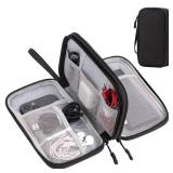 Travel essentials Electronic Cable Organizer Pouch Accessories Carry Case Portable Waterproof Double Layers multifunctional Storage Bag for Cord, Charger, Earphone, Black, M