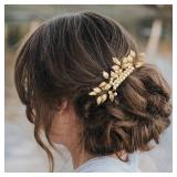 inSowni Gold Wedding Bridal Hair Side Combs+U Shaped Hair Pins Clips Barrettes Leaf Flower Rhinestone Pearl Hair Pieces Updo Accessories Jewelry Headpieces for Women Girls Brides Bridesmaids
