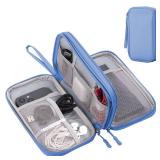 Travel essentials Electronic Cable Organizer Pouch Accessories Carry Case Portable Waterproof Double Layers multifunctional Storage Bag for Cord, Charger, Earphone, Sky Blue, M