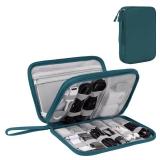 Travel essentials Electronic Cable Organizer Pouch Accessories Carry Case Portable Waterproof Double Layers multifunctional Storage Bag for Cord, Charger, Earphone, Dark Green, M