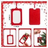 Bucherry 12 Pcs Christmas Velvet Hanging Photo Frame Ornaments 2x3 Inch Vintage Photo Ornaments Display Picture Xmas Frame Craft Kits for Family Christmas Tree Decor Home, Party(Red)