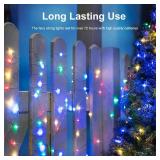 echosari 2 Pack Fairy Lights Battery Operated 200 LED 66Ft Silver Wire Starry Colored String Lights Auto Timer 8 Modes Waterproof Mini Christmas Fairy Lights for Bedroom Wedding Decor (Multicolor)