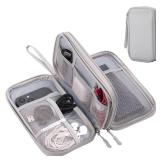 Travel essentials Electronic Cable Organizer Pouch Accessories Carry Case Portable Waterproof Double Layers multifunctional Storage Bag for Cord, Charger, Earphone, Gray, M