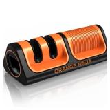 Orange Ninja Mini Knife Sharpener - Coarse & Fine Blade Sharpener, Sharpening System- Knife Sharpeners for Kitchen Knives, Pocket Kitchen Knives Sharpeners with Bottle Opener & Fridge Attachment