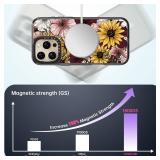 Rosarnnah Magnetic for iPhone 16 Pro Max Magsafe Case Cute - Durable Shockproof 6.6 ft Drop Impact Phone Case - Black Funny Sunflower Design for iPhone 16 Pro Max 6.9
