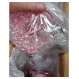 Plug-in 5 Lights Pink Crystal Hanging Pendant Light Acrylic Chandelier with Clear Cord & On/Off Switch H19 D19.7 for Kitchen Island Girls