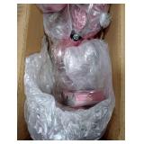 Plug-in 5 Lights Pink Crystal Hanging Pendant Light Acrylic Chandelier with Clear Cord & On/Off Switch H19 D19.7 for Kitchen Island Girls